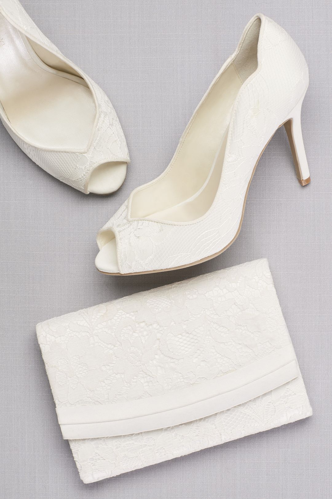 Zapatilla de novia con encaje, MARFIL, hi-res