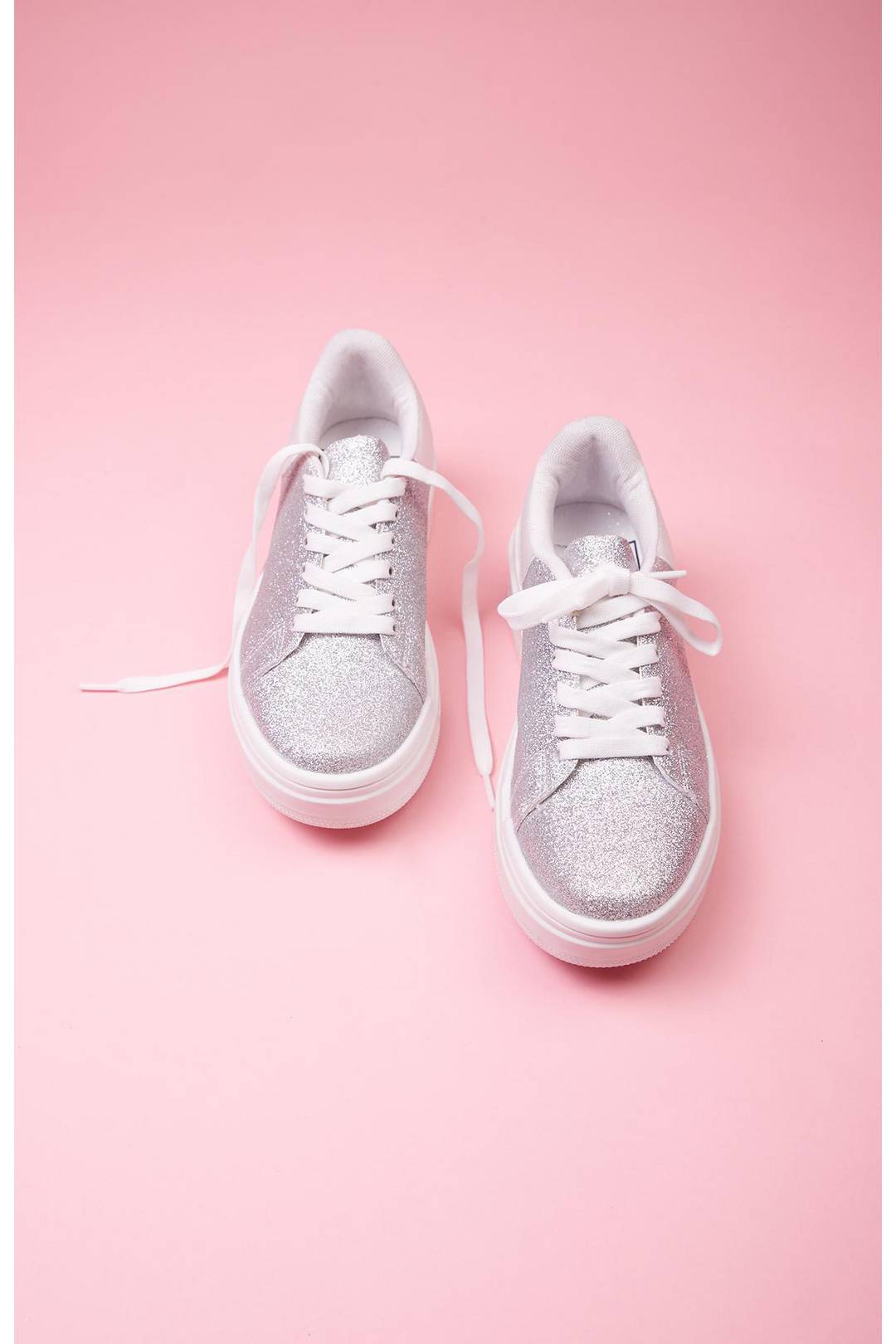 Tenis de plataforma con glitter, PLATA, hi-res