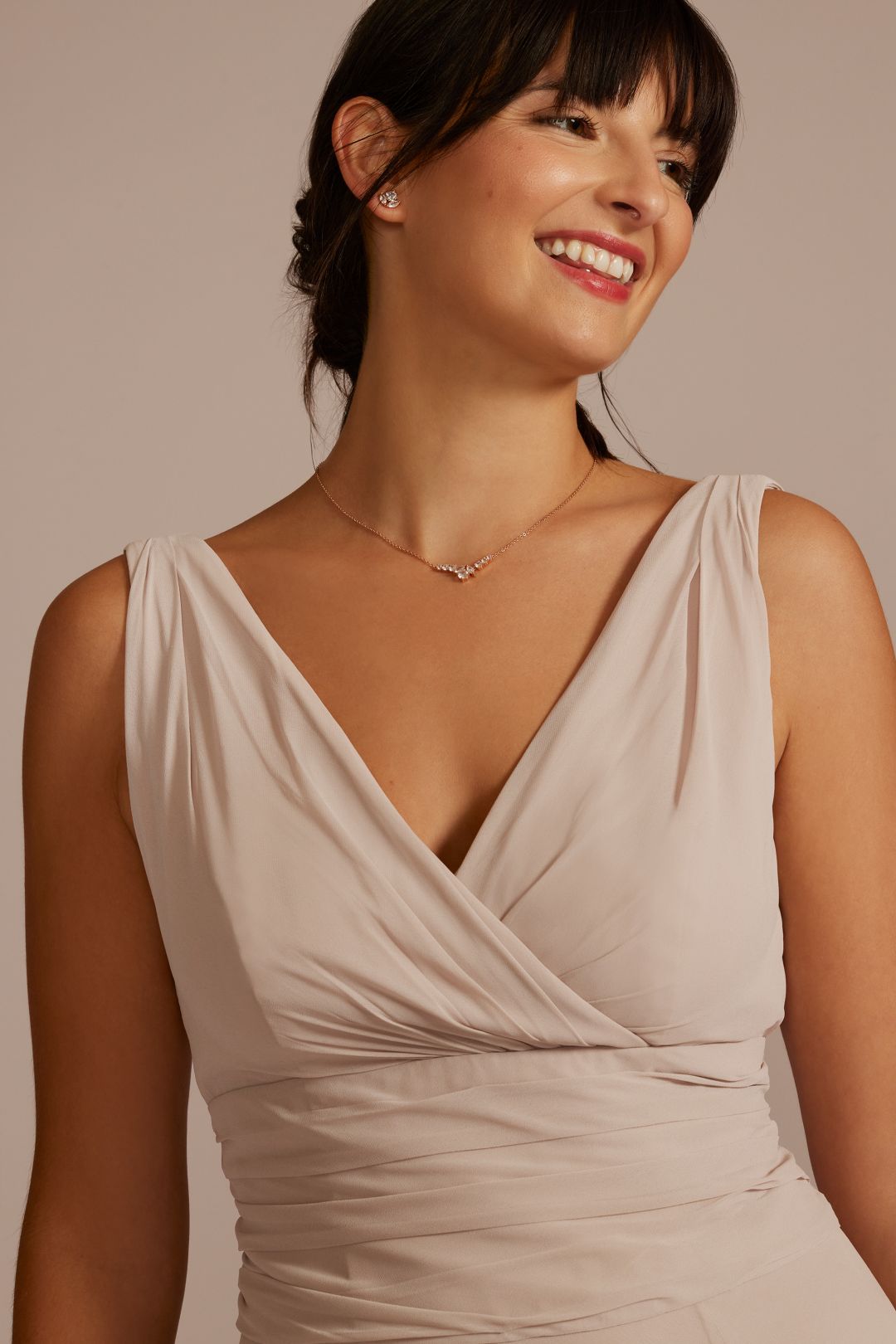 Vestido de dama con plisado en cintura, NEGRO, hi-res