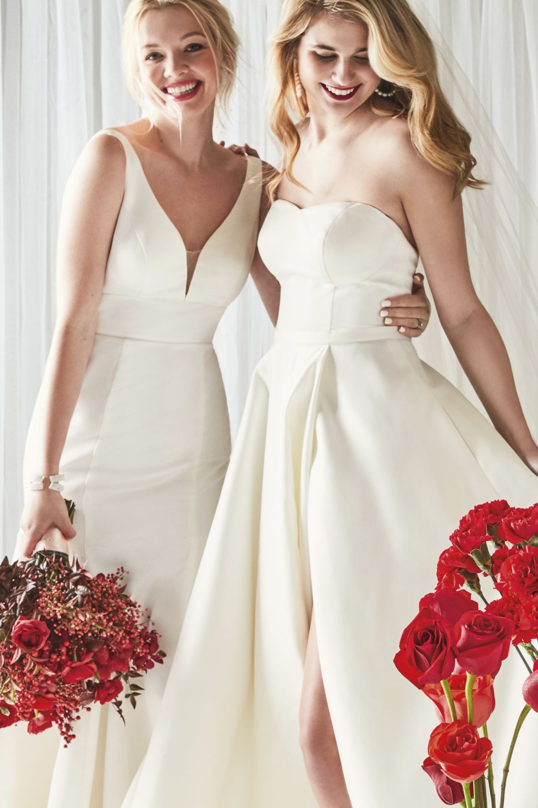 Vestido de novia strapless con abertura en falda, MARFIL, hi-res
