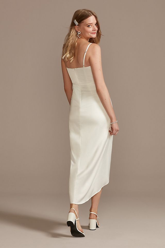 Vestido de novia corto de satín, BLANCO SUAVE, hi-res