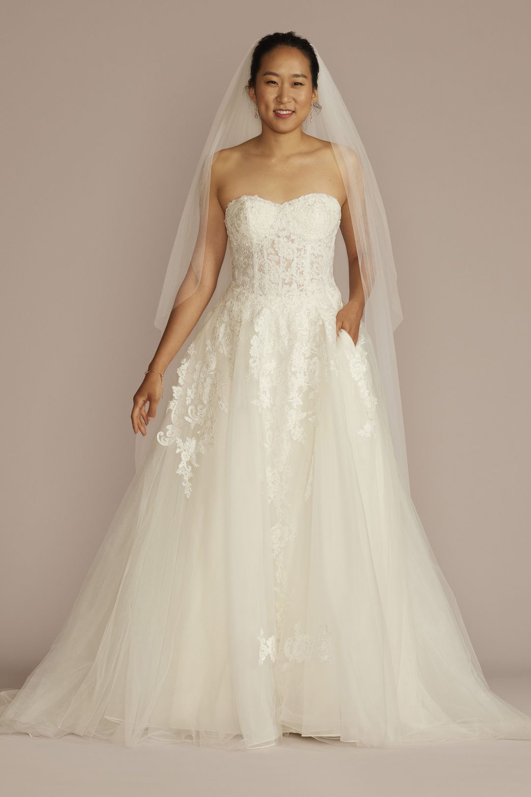 Vestido de novia princesa strapless con varillas en corset, MARFIL SOLIDO, hi-res