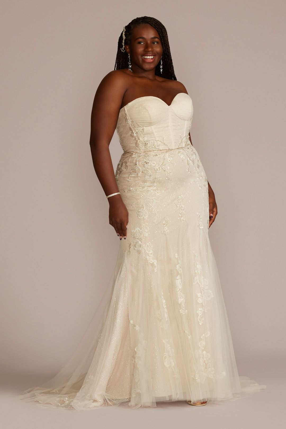 Vestido de novia sirena con corset strapless, MARFIL/PIEDRA, hi-res