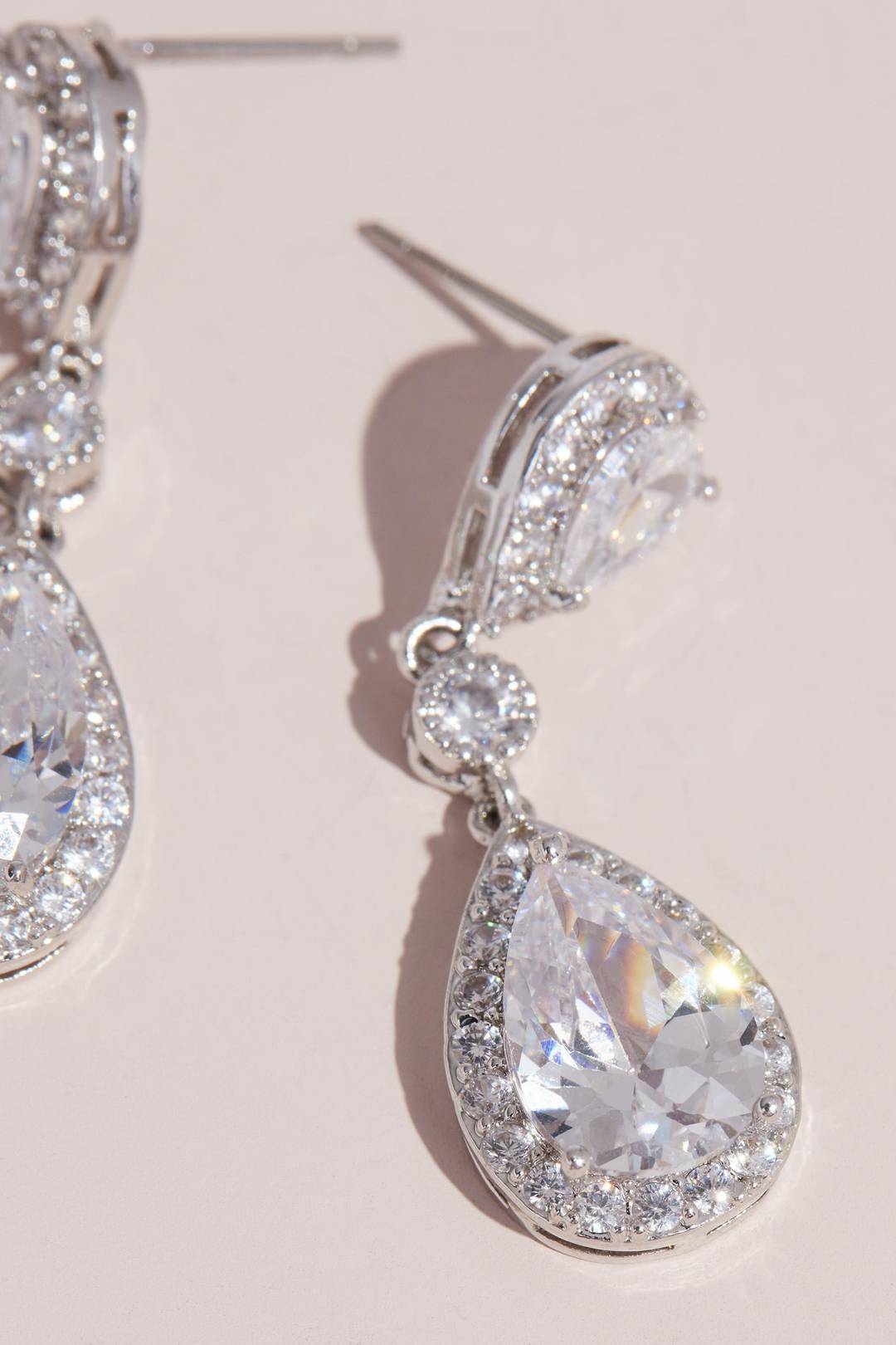 Aretes en forma de gota con cristales, PLATA METÁLICO, hi-res