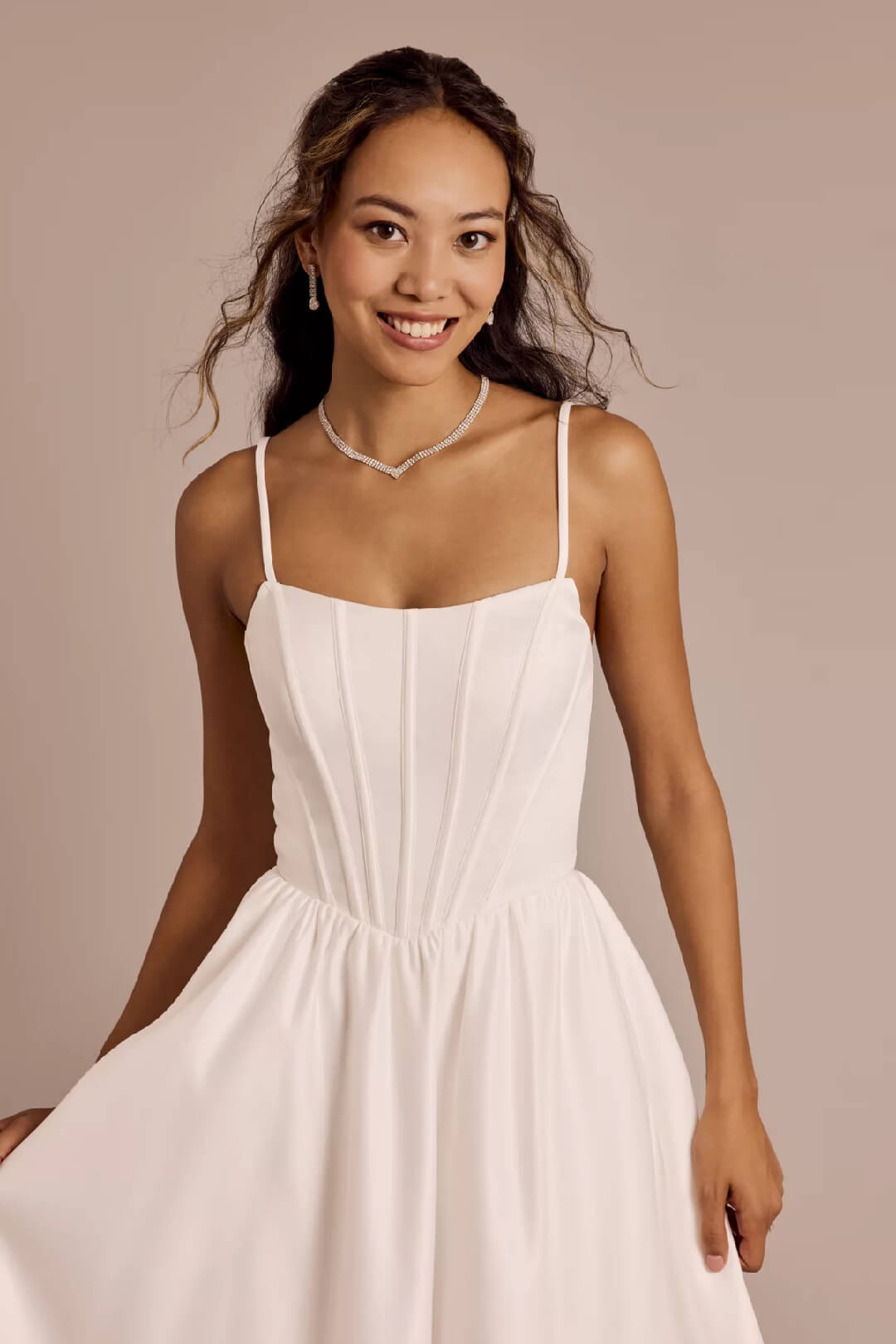 Vestido de novia con corsete, BLANCO SUAVE, hi-res
