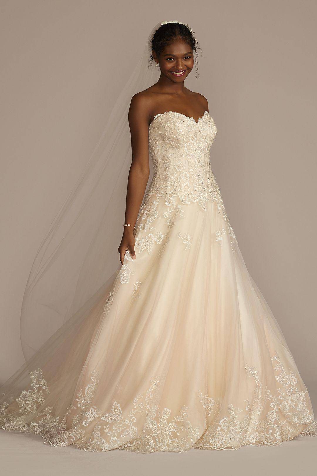 Vestido de novia princesa strapless con escote corazón, MARFIL, hi-res