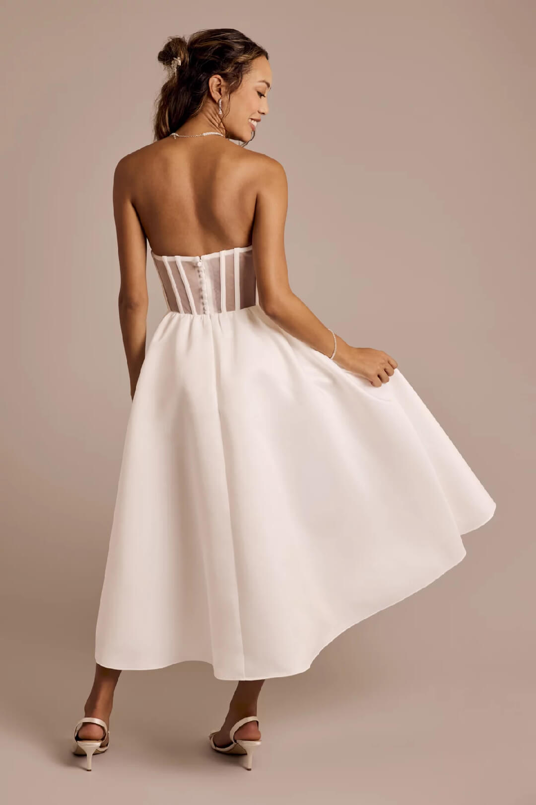 Vestido de novia con corsete, BLANCO SUAVE, hi-res