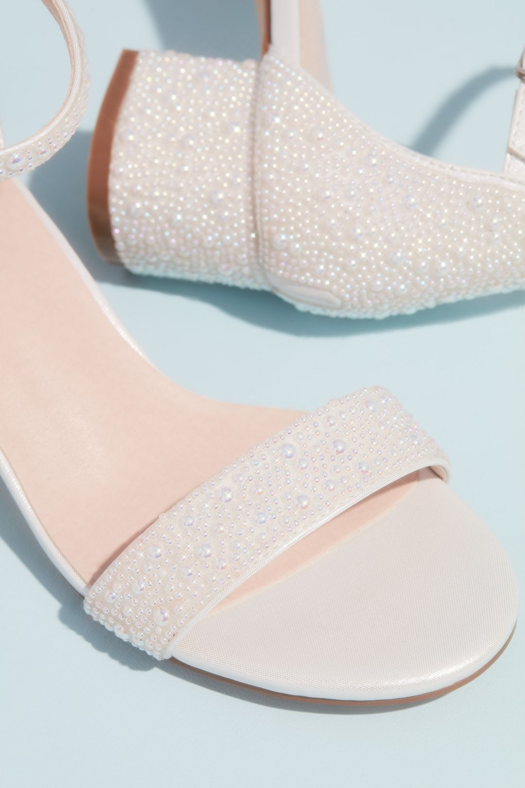 Zapatilla de novia con aplicación de perla tornasol, BLANCO, hi-res