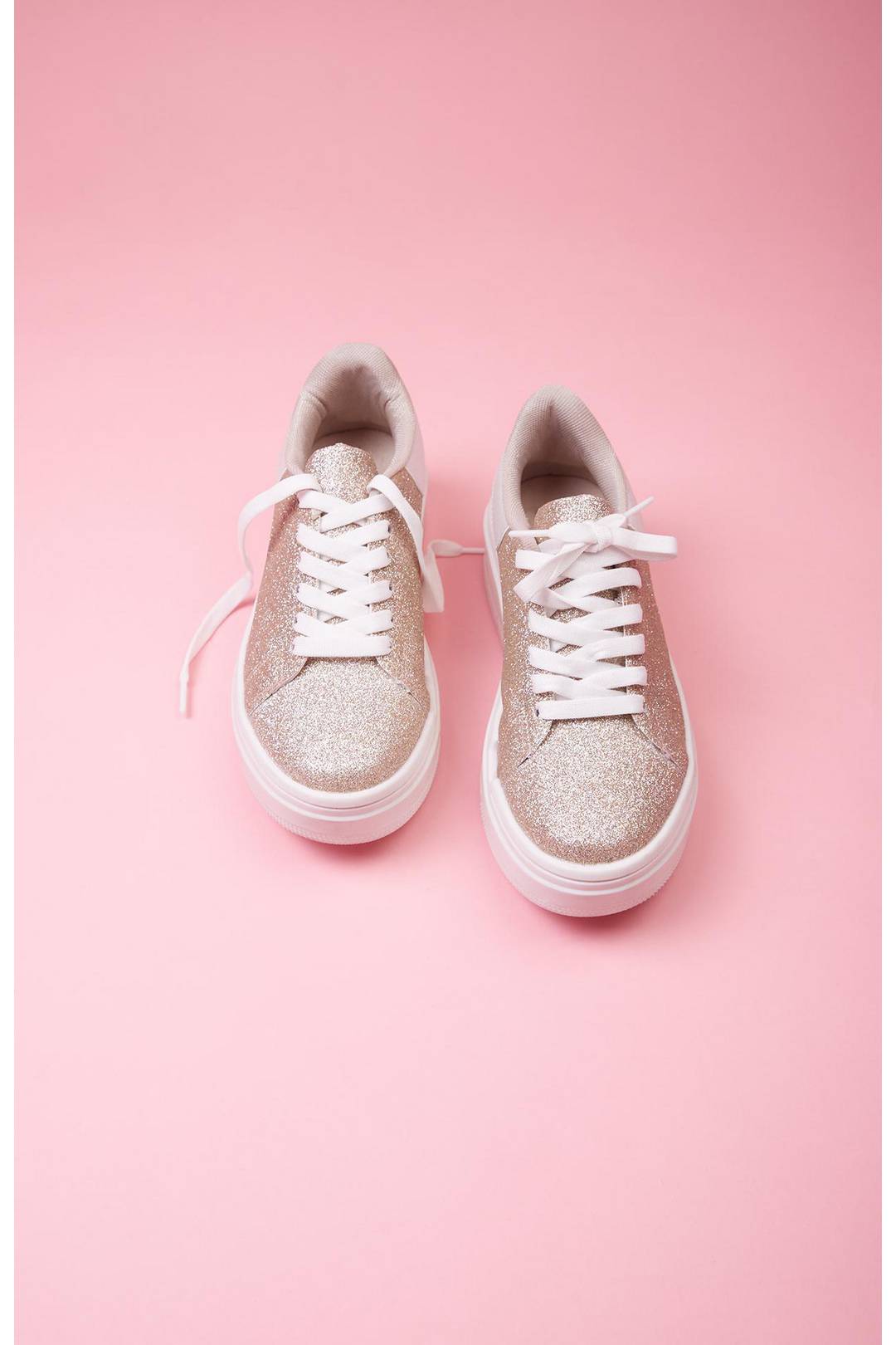 Tenis de plataforma con glitter, ORO, hi-res