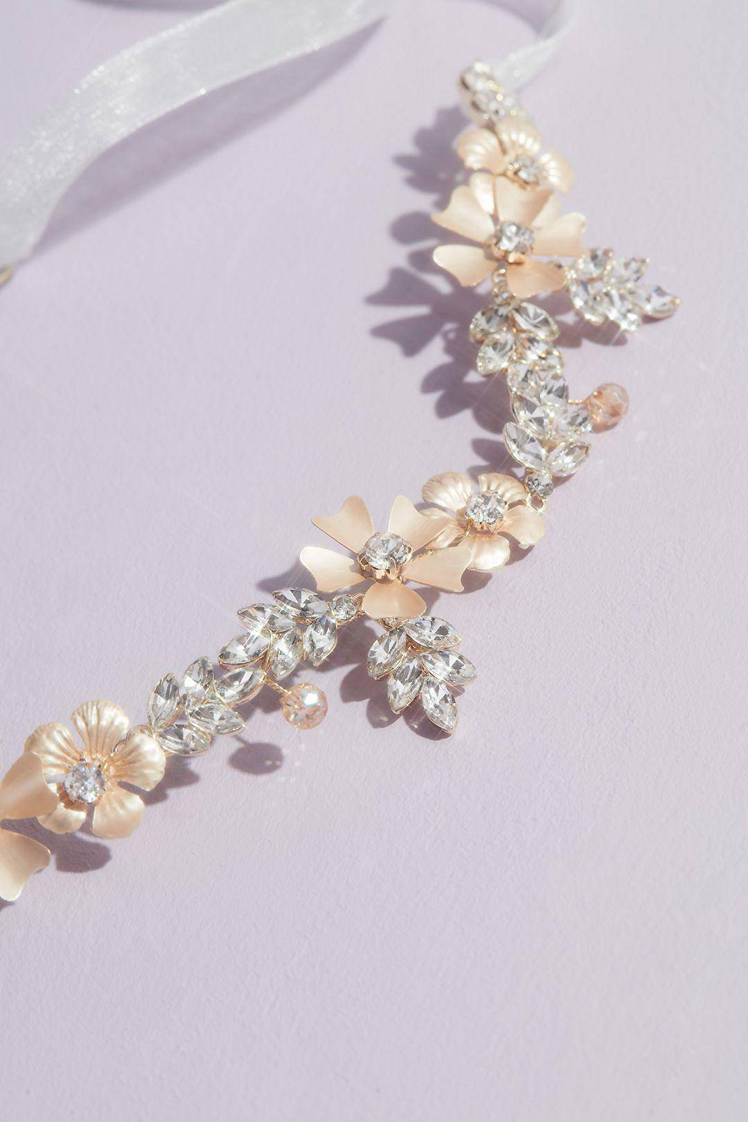 Diadema floral con cristales, CHAMPAGNE, hi-res