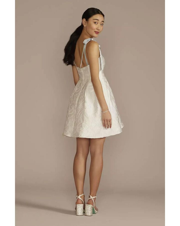 Vestido de novia corto con tirantes, BLANCO SUAVE, hi-res