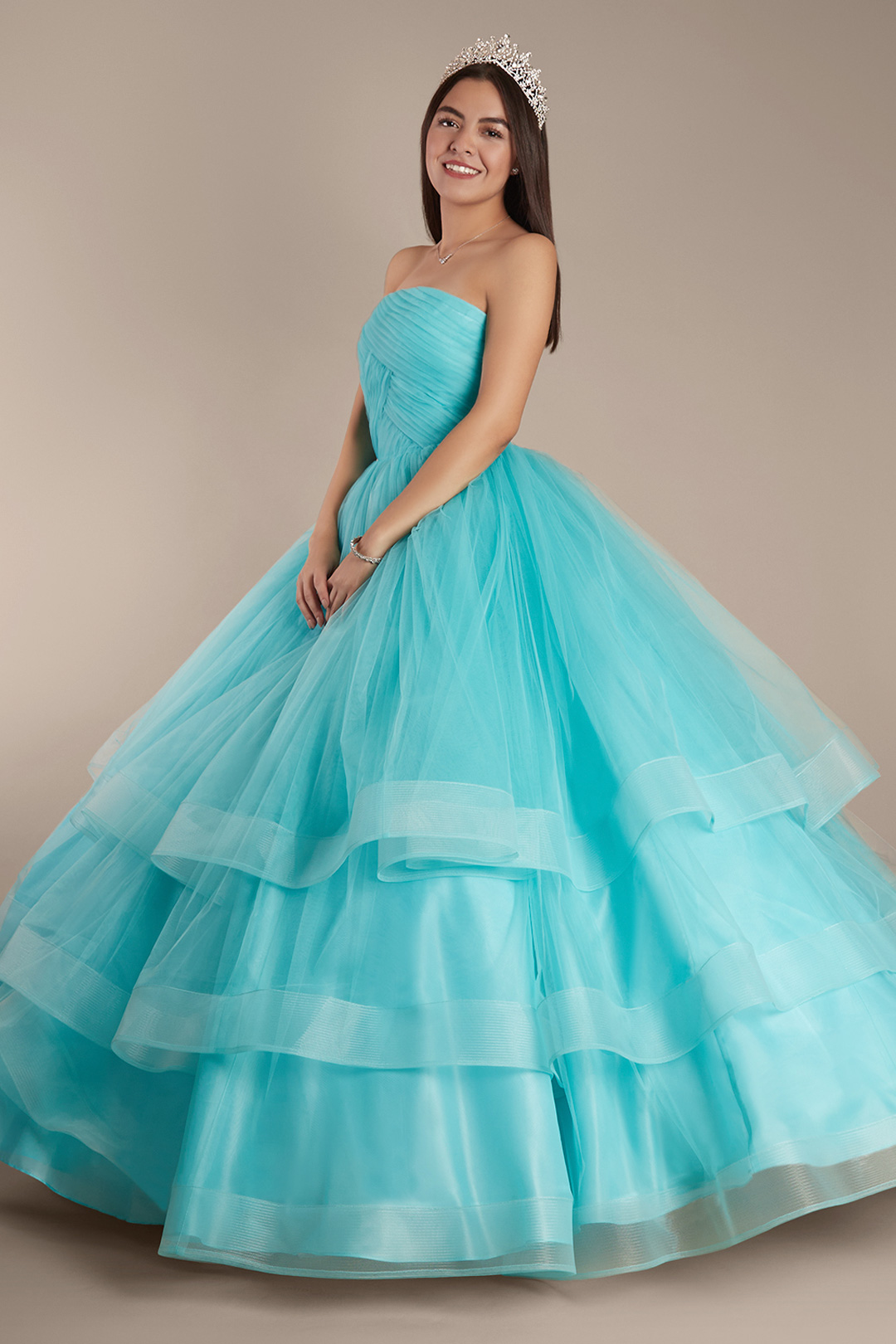Vestido de quinceañera arcoíris, AQUA, hi-res