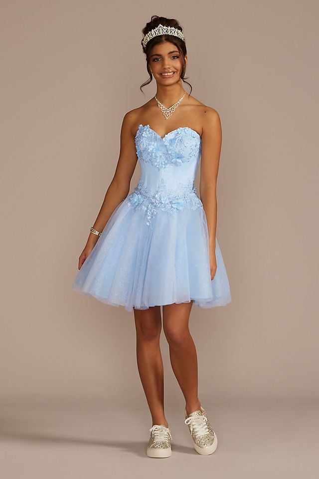 Vestido de quinceañera con mangas caídas al hombro removibles, AZUL CLARO, hi-res