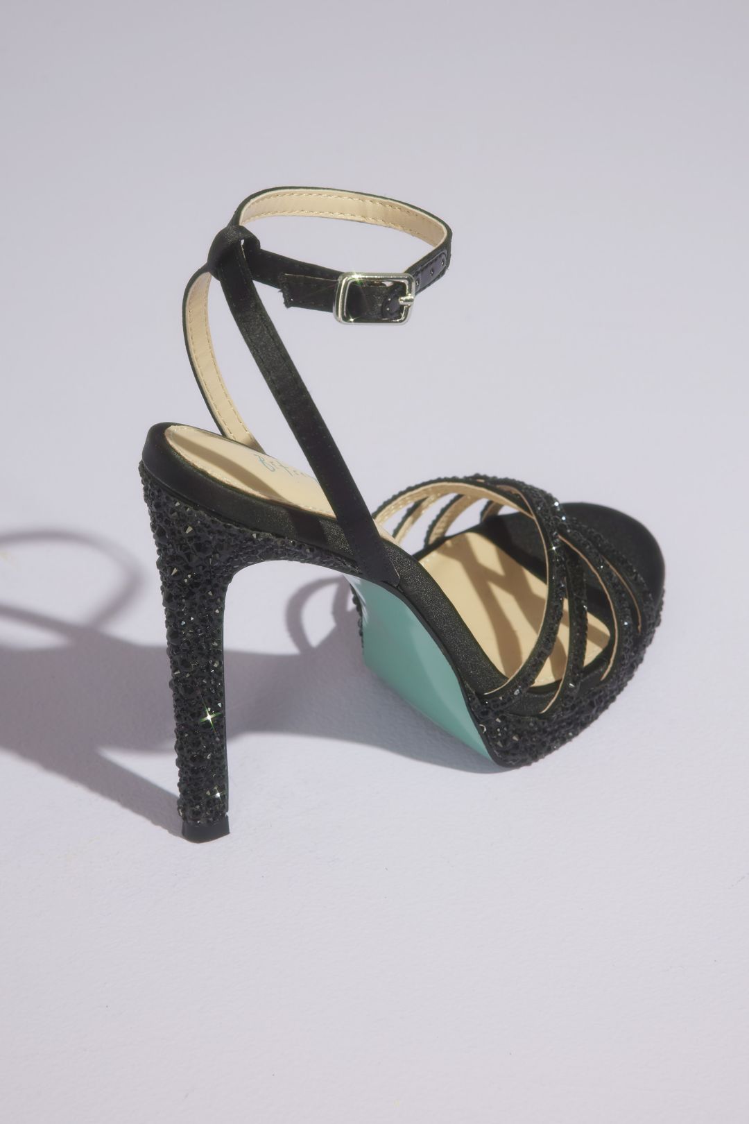 Tacones con tiras cruzadas de cristales, NEGRO, hi-res