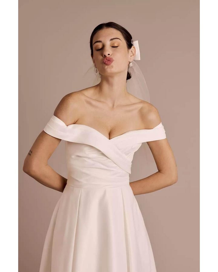 Vestido de novia con hombros descubiertos, BLANCO SUAVE, hi-res