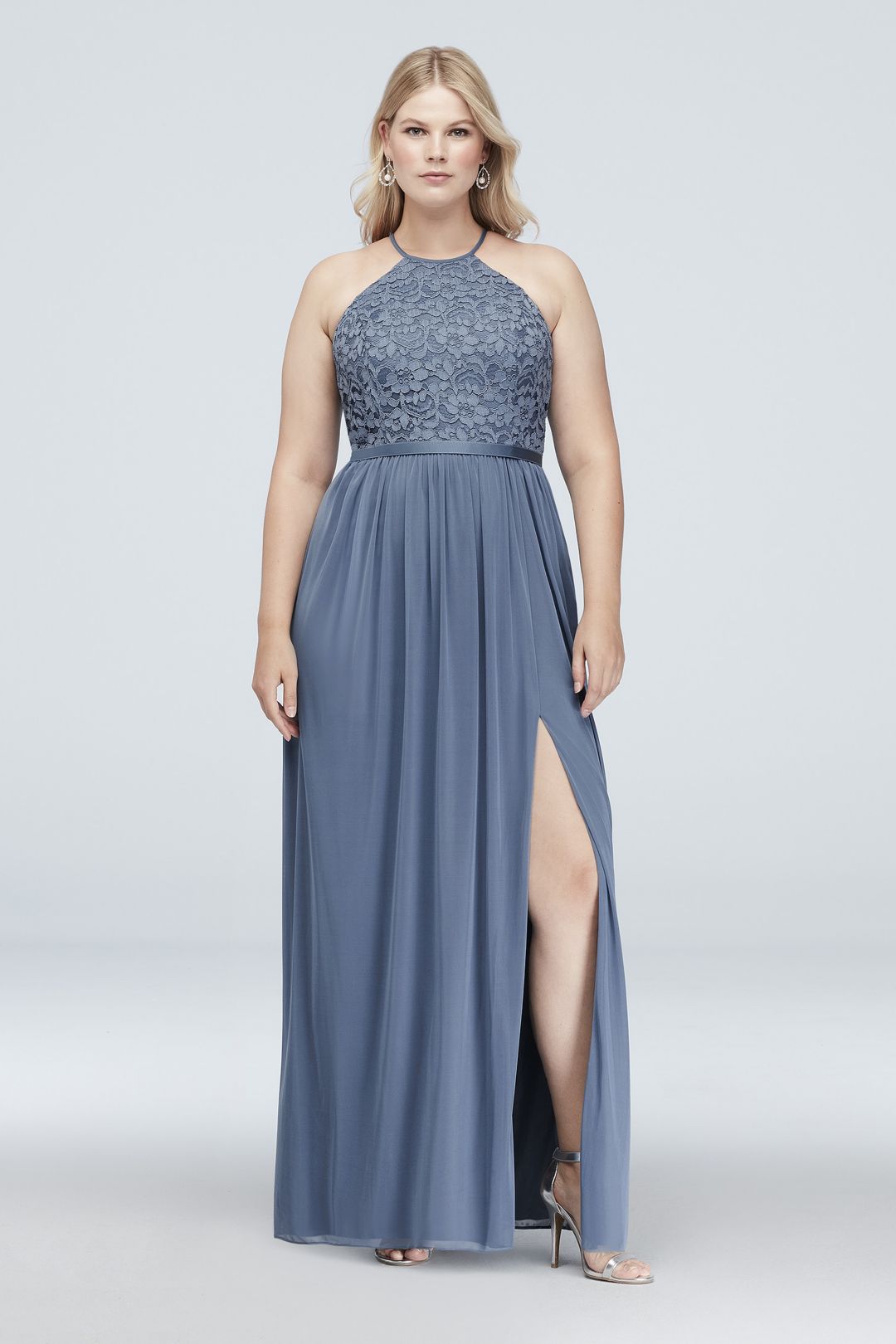 Vestido de dama con escote halter y espalda abierta, MANZANA, hi-res