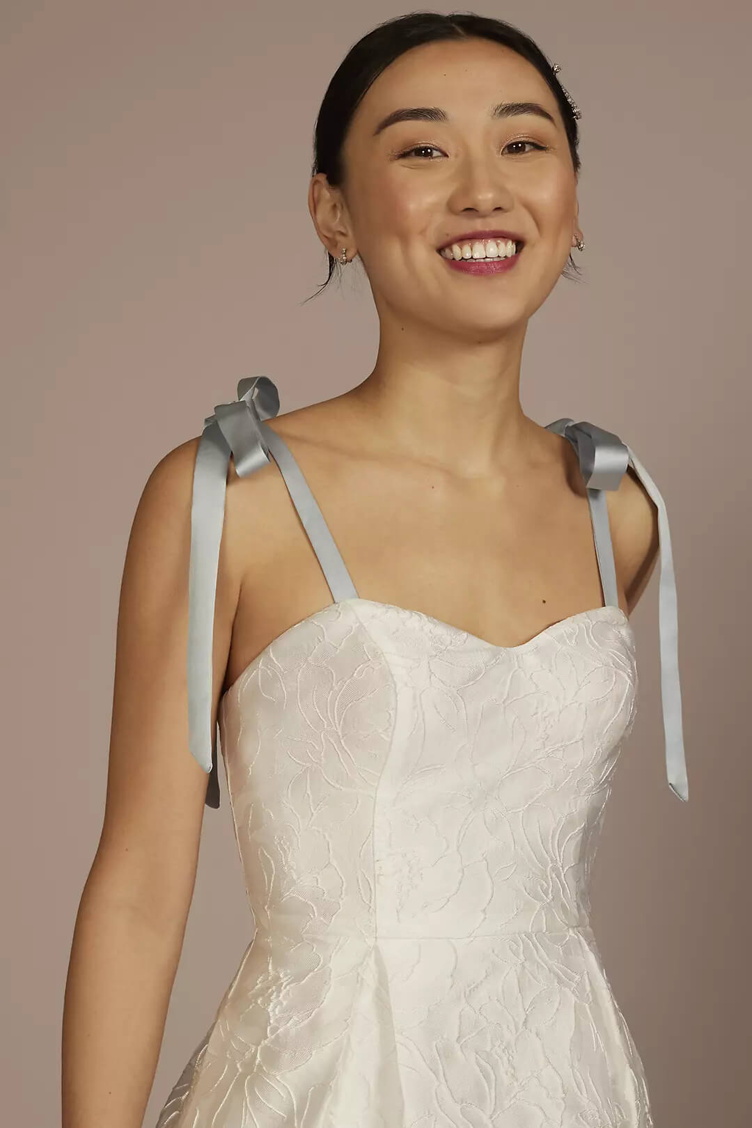 Vestido de novia corto con tirantes, BLANCO SUAVE, hi-res