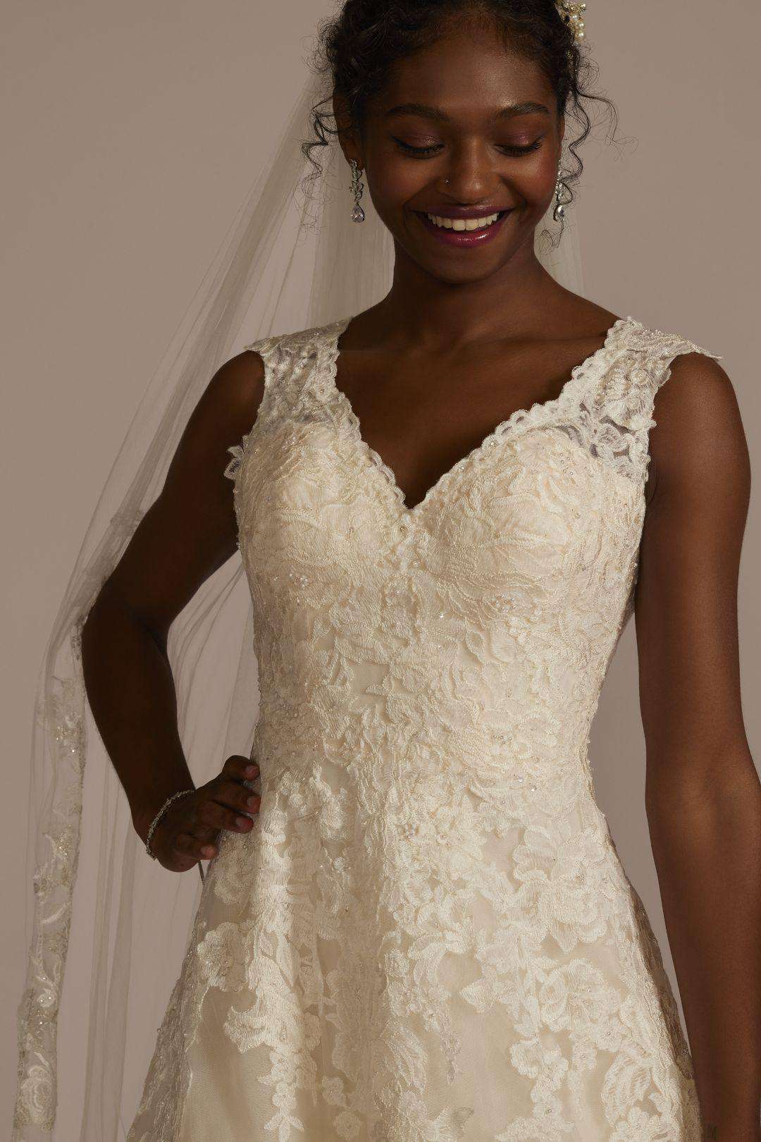 Vestido de novia princesa con espalda ilusión y aplicaciones de encaje, MARFIL CH, hi-res