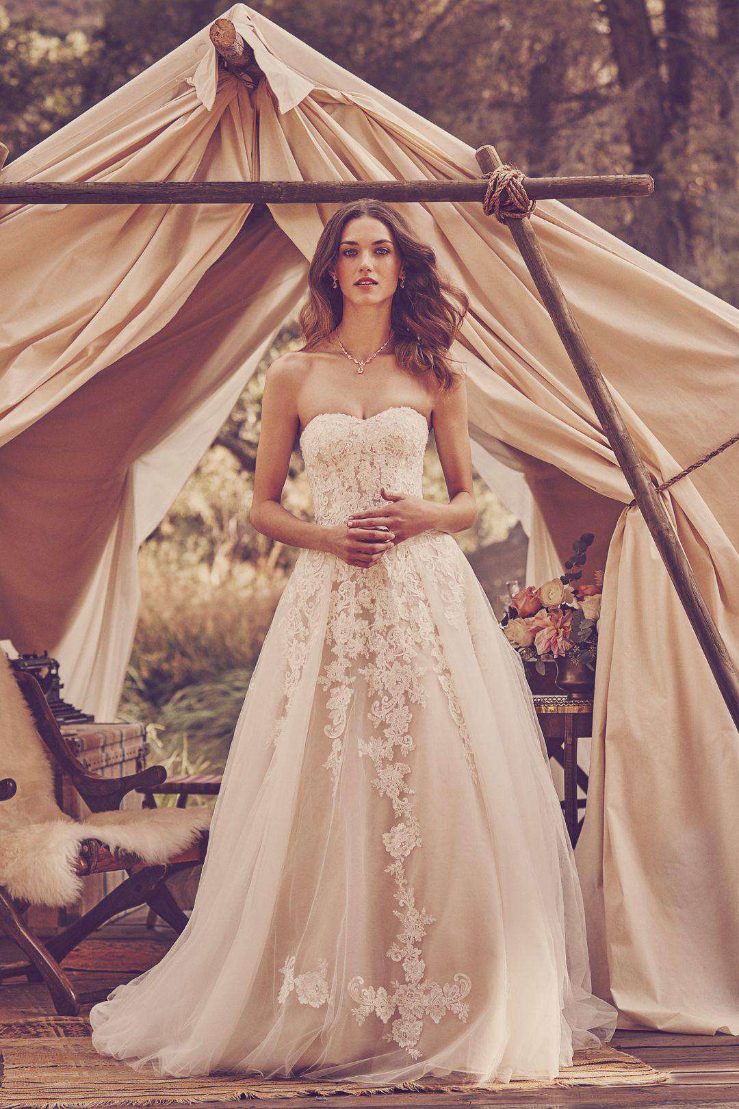 Vestido de novia princesa strapless con varillas en corset, MARFIL CH, hi-res