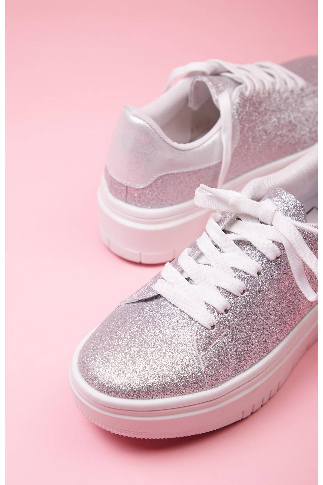 Tenis de plataforma con glitter, PLATA, hi-res