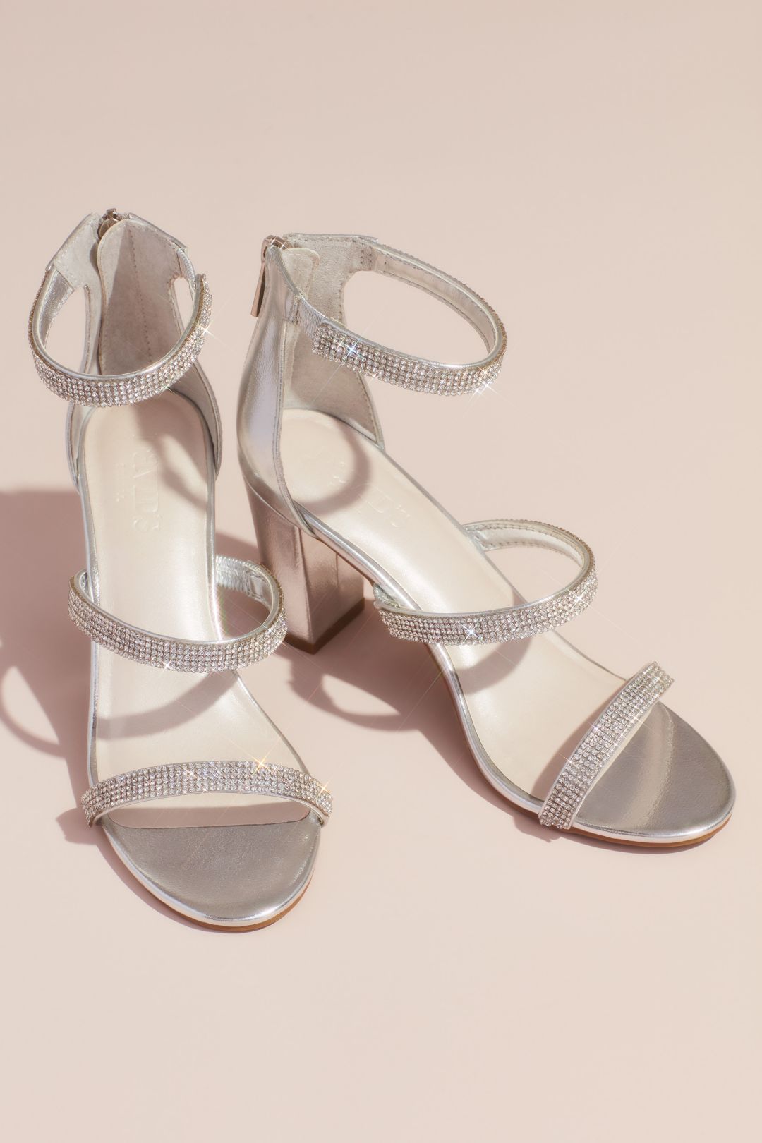 Tacones con triple cinta de cristales, PLATA, hi-res