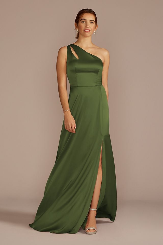 Vestido de dama de charmeuse con escote asimétrico de doble tirante 8002362, OLIVO MARTINI, hi-res