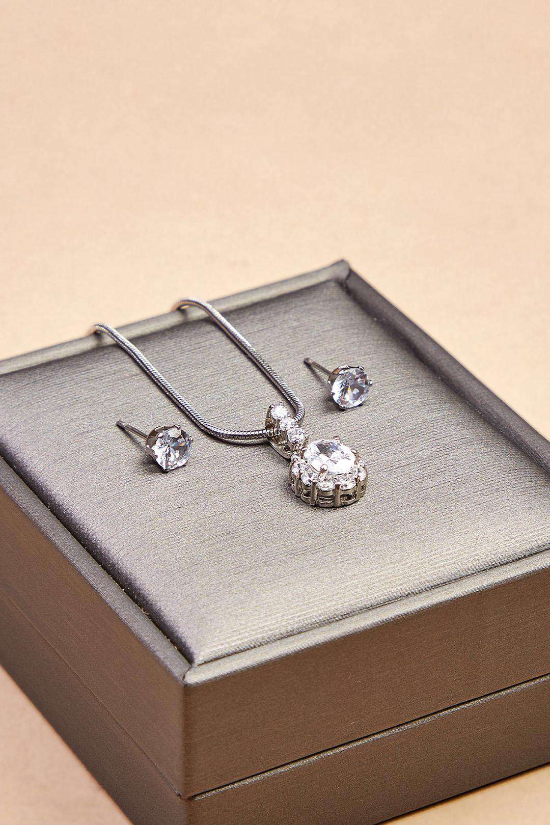 Set de joyería con cristales, PLATA, hi-res
