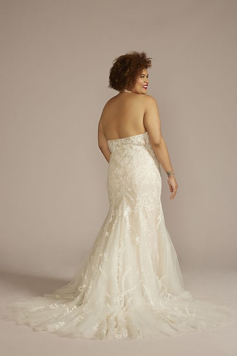 Vestido de novia sirena de encaje con escote halter, MARFIL SOLIDO, hi-res