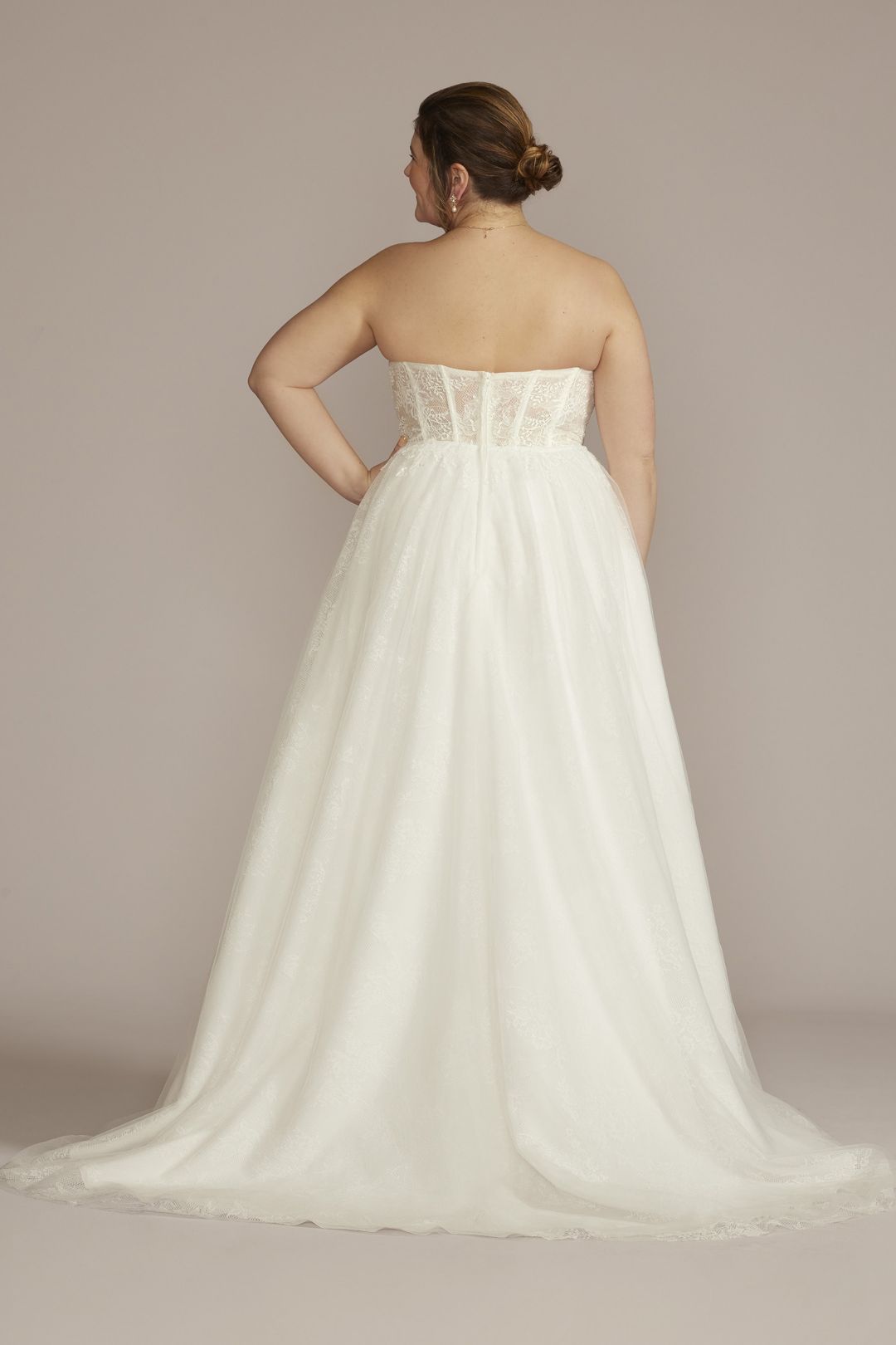 Vestido de novia línea A con corset y tirantes removibles, BLANCO SUAVE, hi-res
