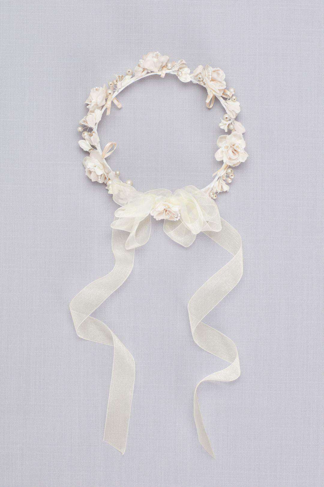 Diadema de flores con perlas, IVY CHAMPAGNE, hi-res