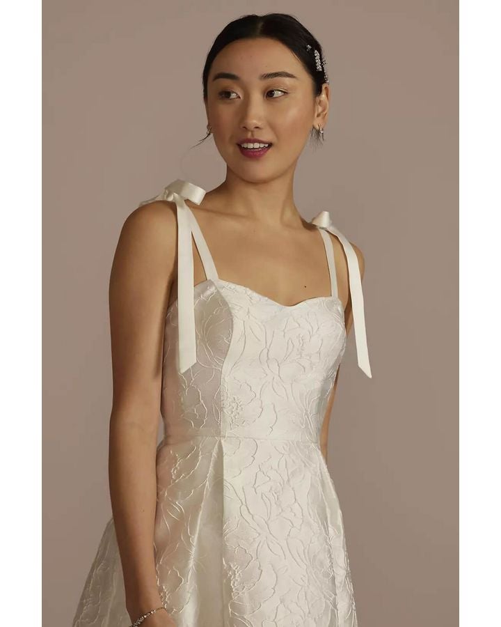 Vestido de novia corto con tirantes, BLANCO SUAVE, hi-res