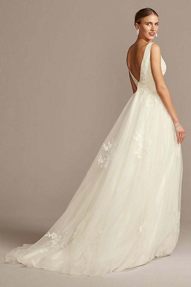 Vestido de novia princesa con espalda escotada, MARFIL, hi-res