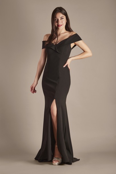 Vestido recto negro best sale