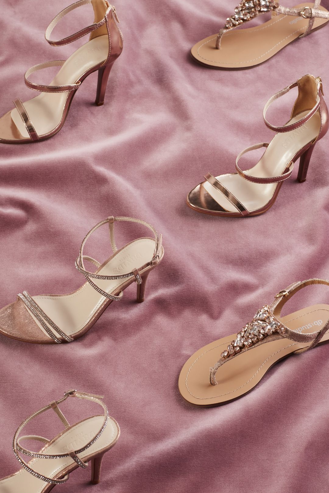 Sandalias con decoración de pedrería, ROSA ORO, hi-res