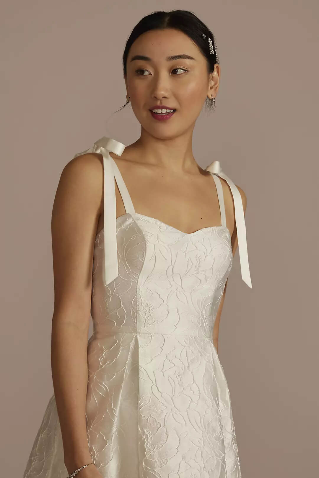 Vestido de novia corto con tirantes, BLANCO SUAVE, hi-res