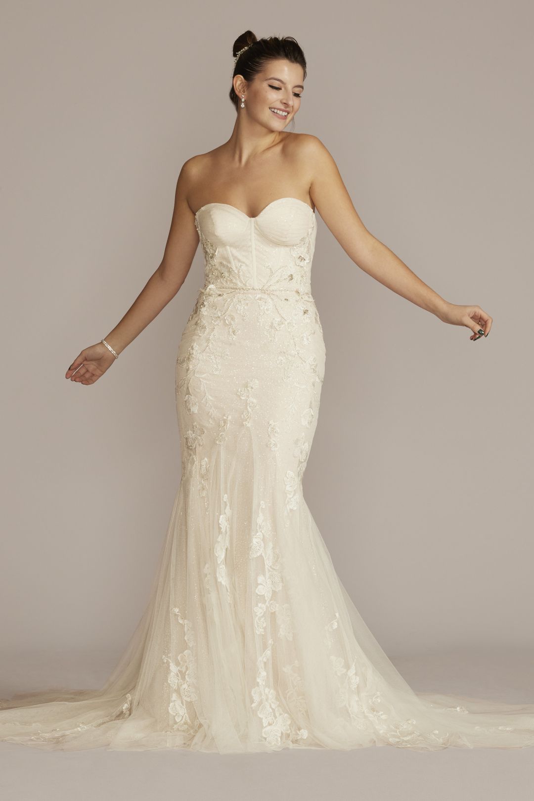 Vestido de novia sirena con corset strapless, MARFIL/PIEDRA, hi-res