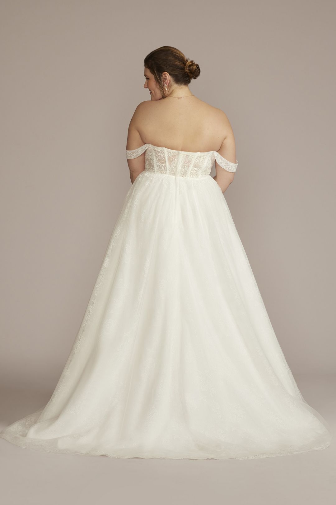 Vestido de novia línea A con corset y tirantes removibles, BLANCO SUAVE, hi-res