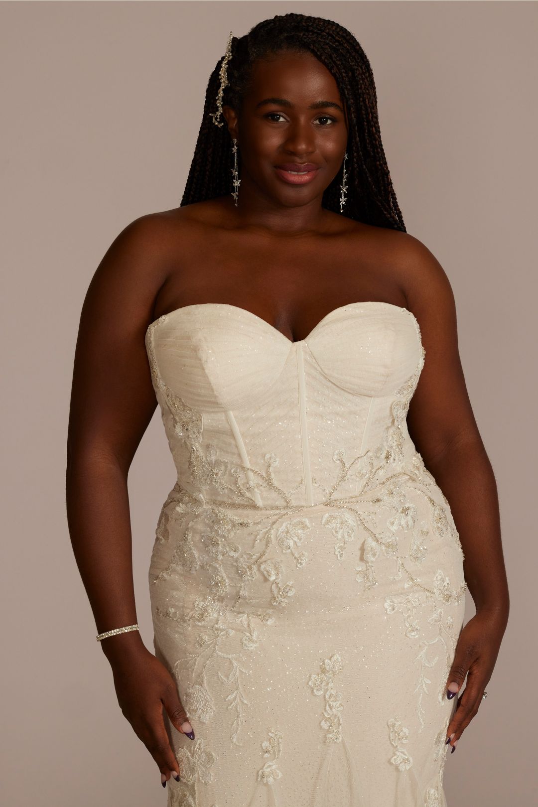 Vestido de novia sirena con corset strapless, MARFIL/PIEDRA, hi-res