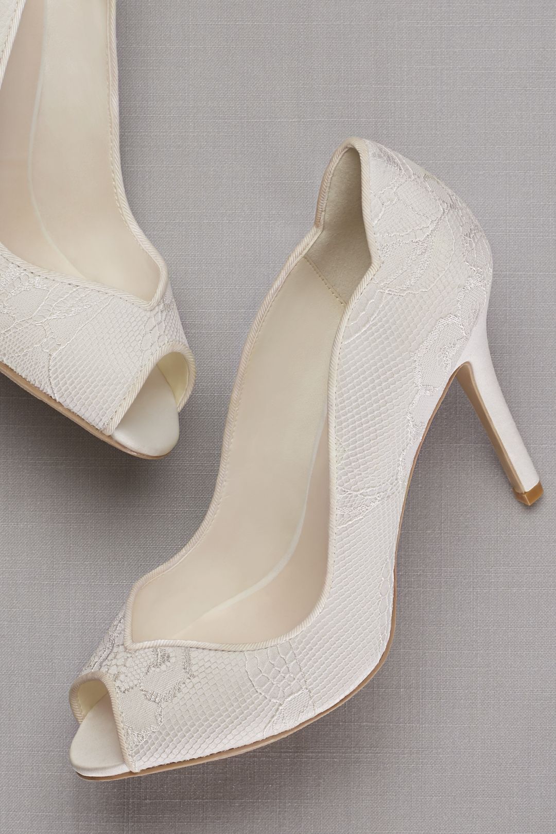 Zapatilla de novia con encaje, MARFIL, hi-res