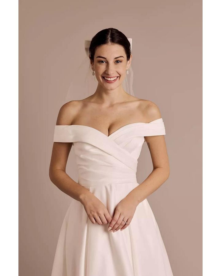 Vestido de novia con hombros descubiertos, BLANCO SUAVE, hi-res