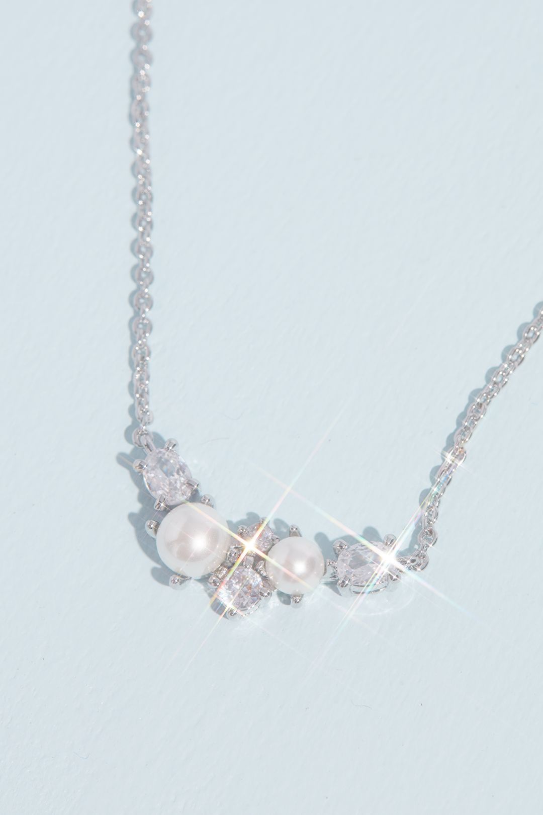 Collar con racimo de perlas y cristales, PLATA, hi-res