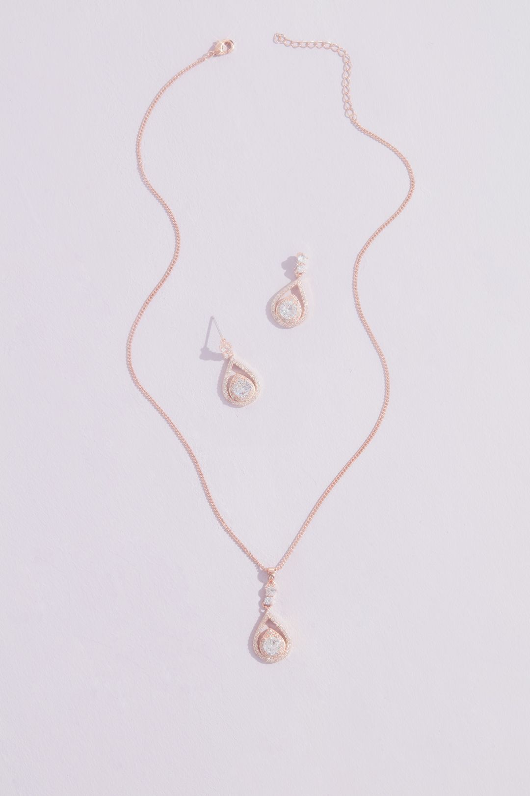 Set de aretes y collar con cristal en forma de gota, ORO ROSA, hi-res