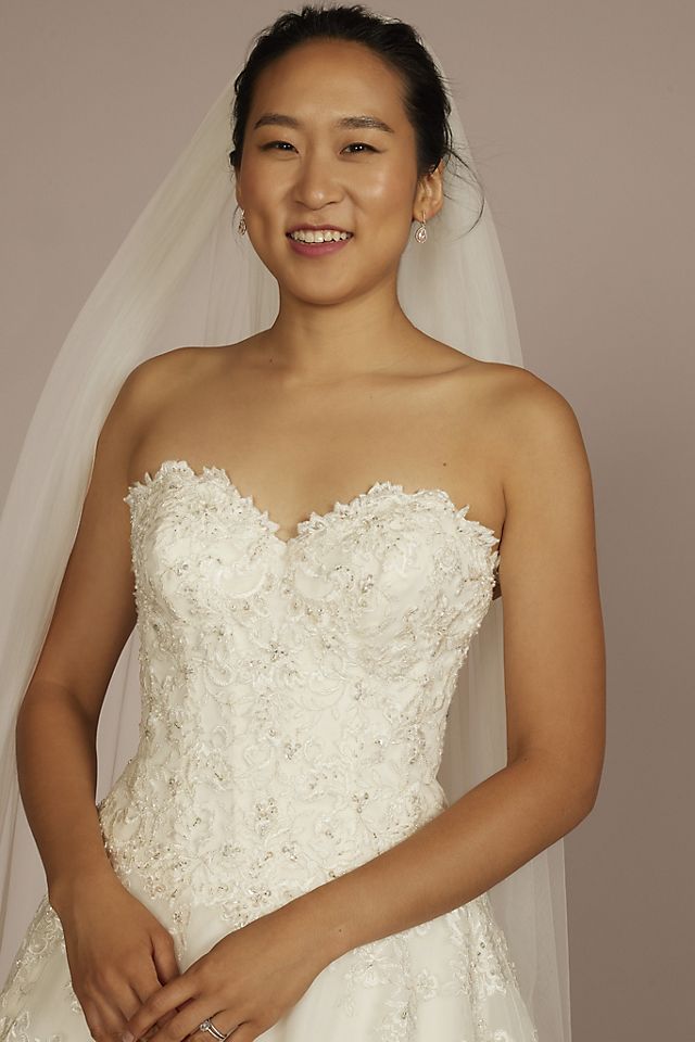 Vestido de novia princesa strapless con escote corazón, MARFIL, hi-res