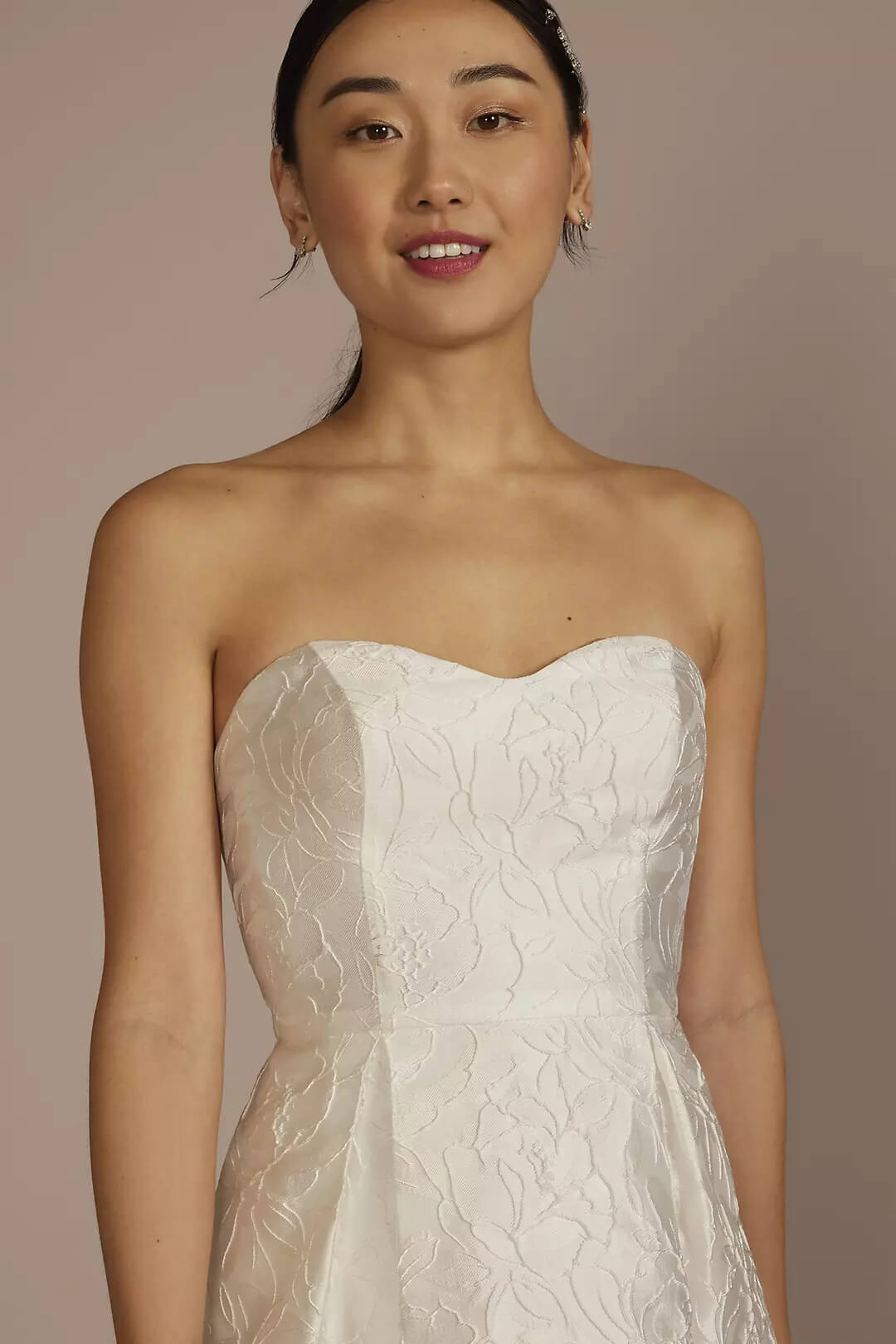 Vestido de novia corto con tirantes, BLANCO SUAVE, hi-res