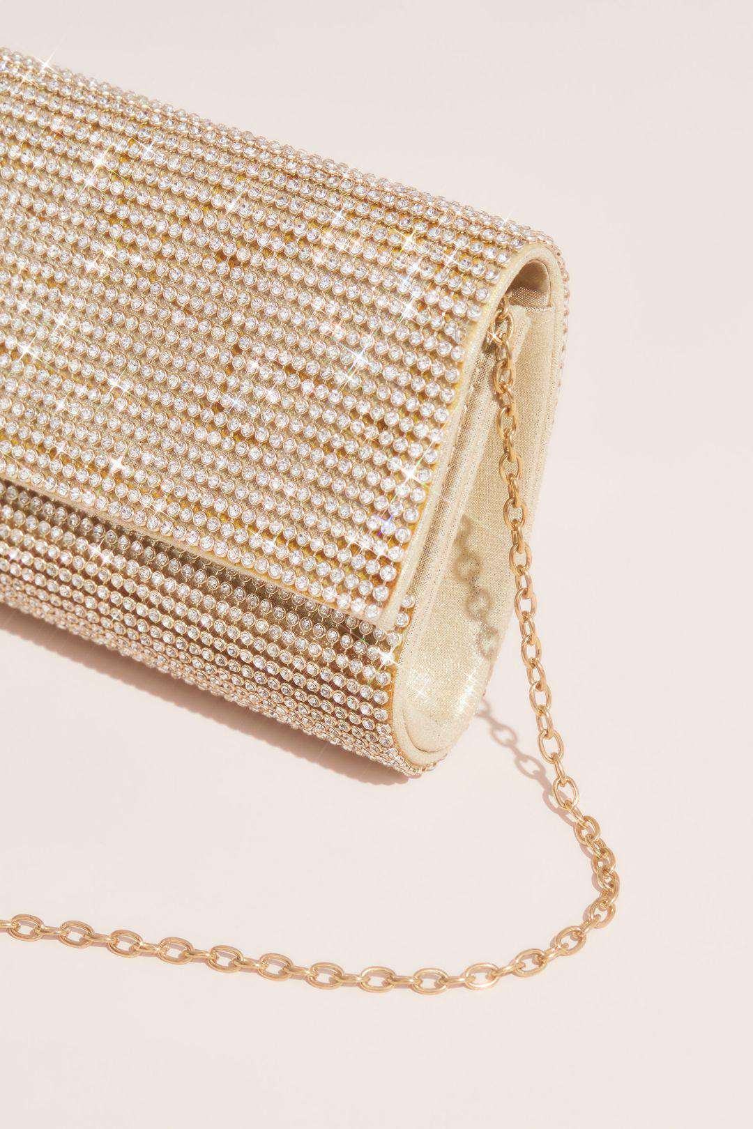 Bolsa clutch con cristales, ORO, hi-res