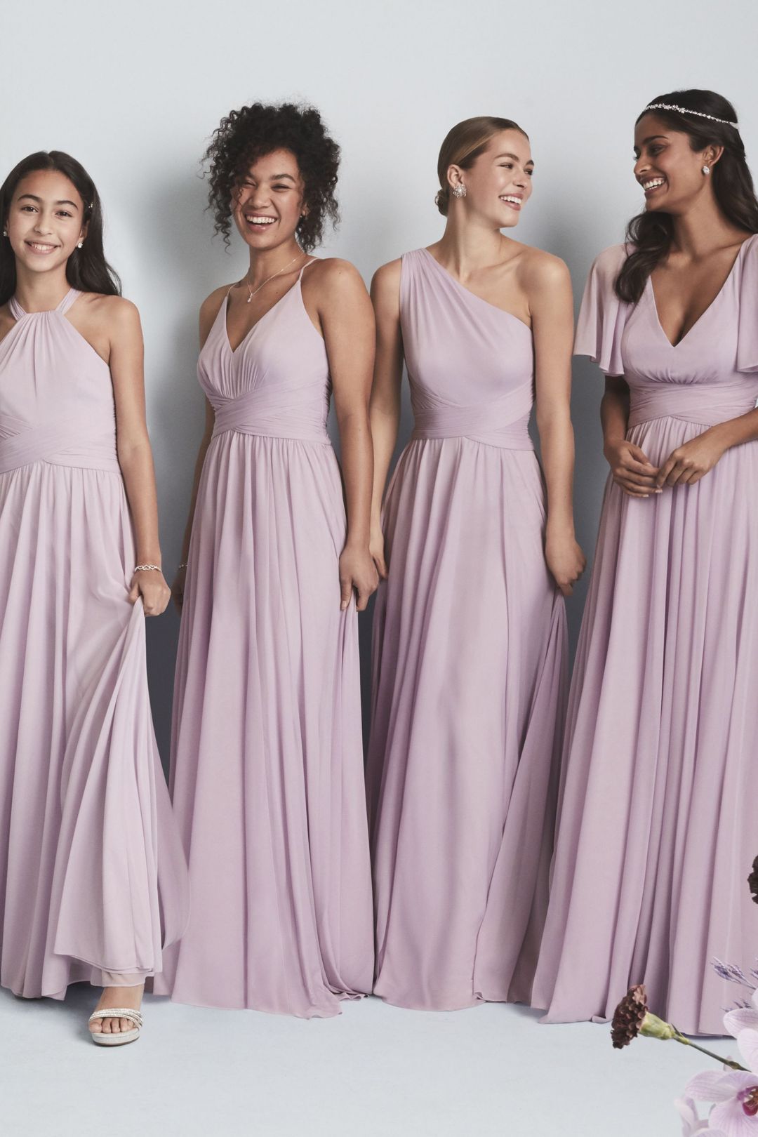 Vestido de dama con drapeado en cintura y escote en V, VINO, hi-res