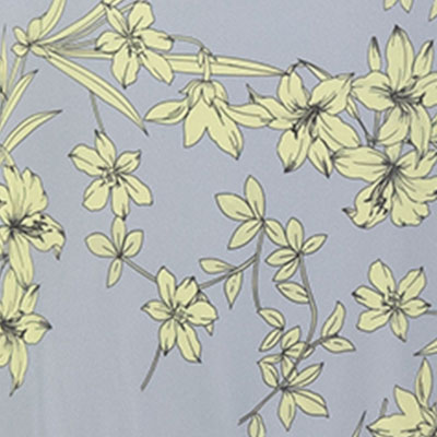 Vestido largo de chif&oacute;n con escote al hombro de olanes y estampado floral, ESTAMPADO GRIS, swatch