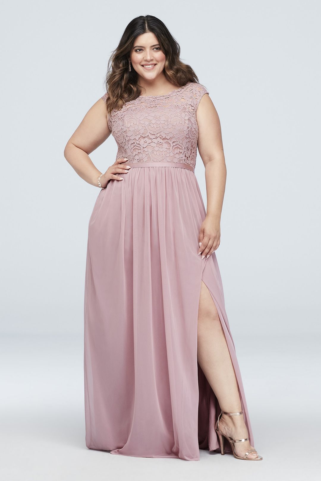 Vestido de dama con abertura en pierna, VINO, hi-res