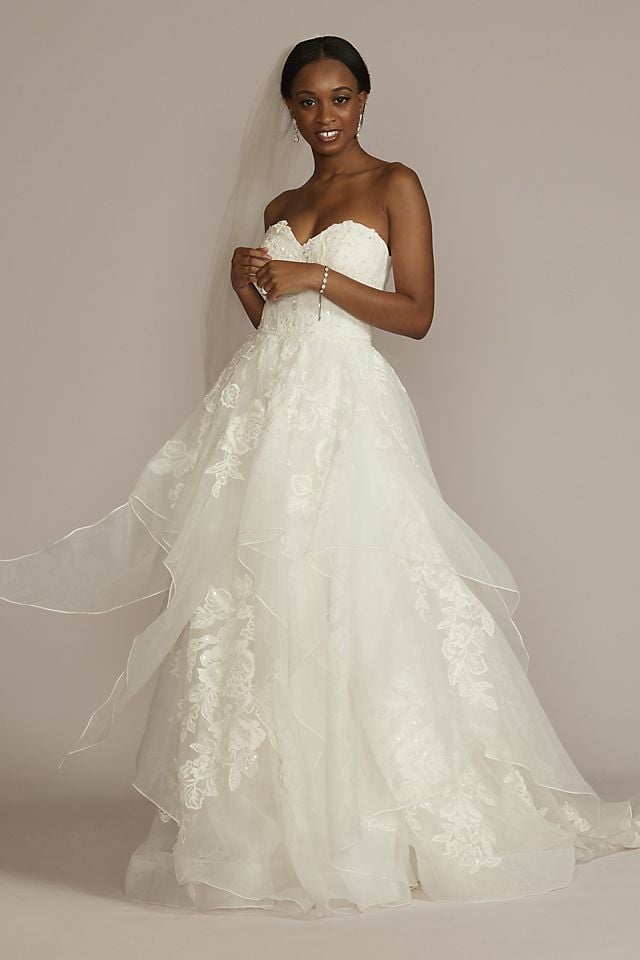 Vestido de novia princesa strapless con escote corazón, MARFIL, hi-res