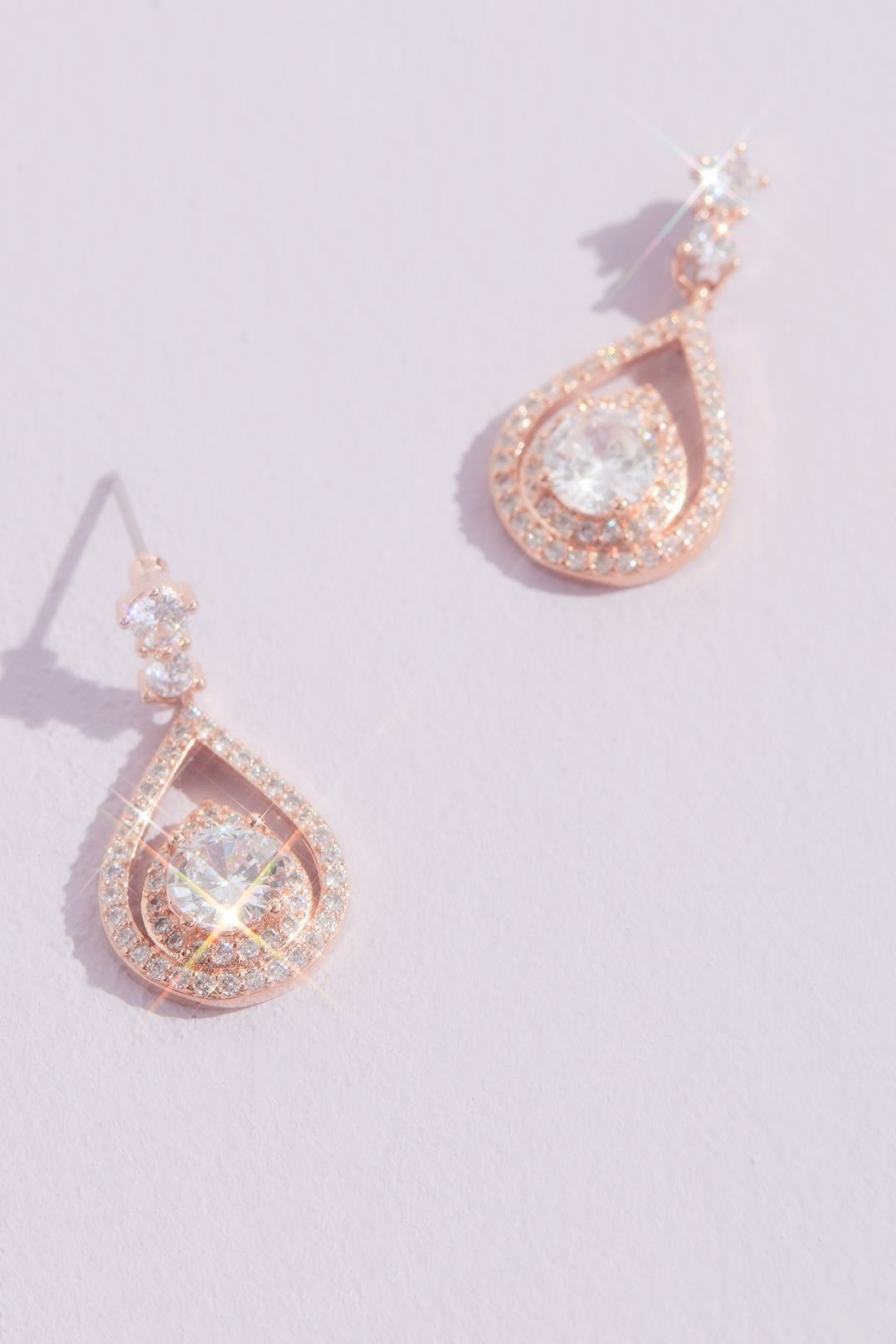 Set de aretes y collar con cristal en forma de gota, ORO ROSA, hi-res